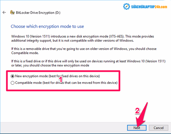 Lựa chọn cách khóa ổ đĩa
